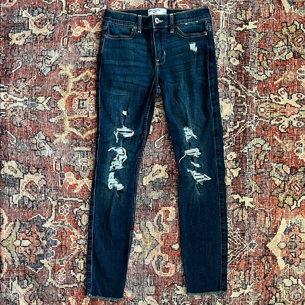 Abercrombie Kids Dark Blue Distressed Skinny Jeans